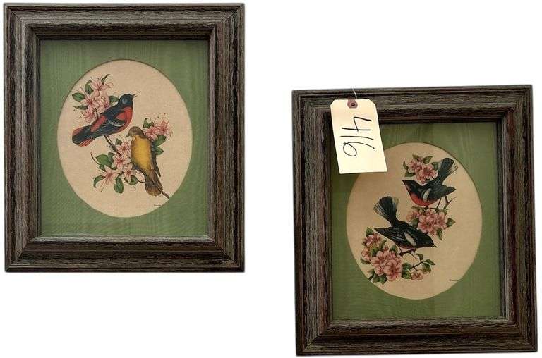 4 BIRD SCENE LITHOGRAPHS BY “VINCENT” CIRCA 1950S image