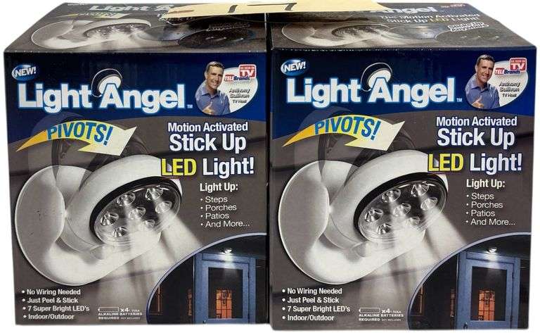 2 LIGHT ANGEL MOTION ACTIVATED STICK UP LED LIGHTS AS SEEN ON TV, image