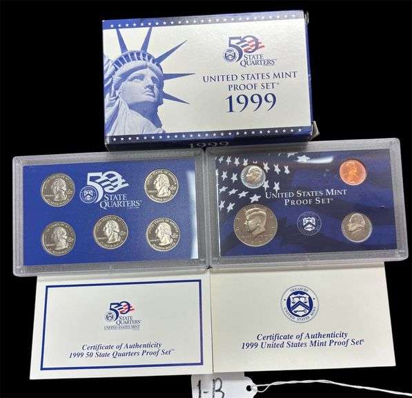 UNITED STATES MINT PROOF SET, STATE QUARTERS PROOF SET, 1999, IN BOX W/ COAS image