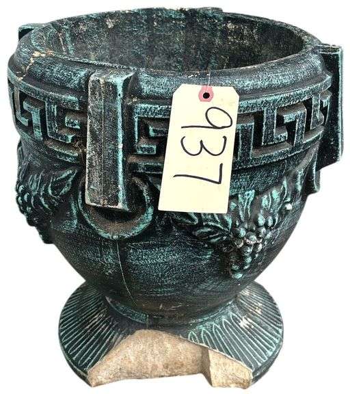 2 CONCRETE PLANTERS (1 BASE BROKEN/AS-IS) image