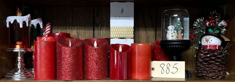 LOT OF RED BATTERY OPERATED CANDLES - AT LEAST 9 ARE LUMINARA - NICE LOT! image