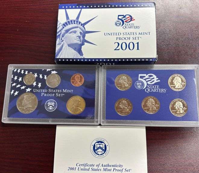 UNITED STATES MINT PROOF SET, STATE QUARTERS PROOF SET, 2001, IN BOX W/ COA image