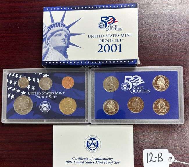 UNITED STATES MINT PROOF SET, STATE QUARTERS PROOF SET, 2001, IN BOX W/ COA image