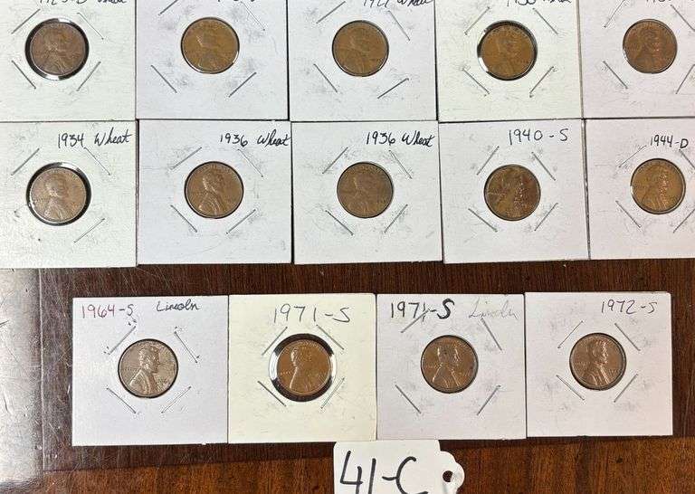 UNITED STATES WHEAT PENNIES, 1925-D, 1926, 1927, 2 1930, 1934, 2 1936, 1940-S, 1944-D WARTIME, PLUS 4 LINCOLN MEMORIAL PENNIES 1964-S, 2 1971-S, 1972-S image