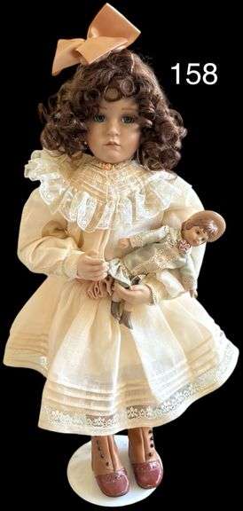 VICTORIAN SOPHIE AND HER BRU DOLL PAMELA PHILLIPS “YESTERDAY'S DREAMS” COLLECTION PORCELAIN DOLL - APPROX. 19” TALL image