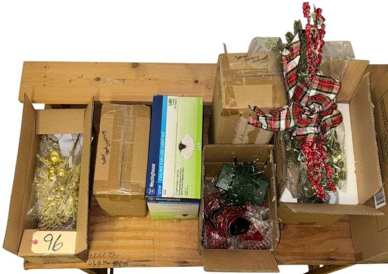 ASSORTED CHRISTMAS DECOR, WREATHS, AMERICAN FLAG, SOLAR PATH LIGHTING, ETC. image