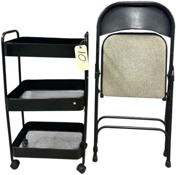 3-TIER METAL ROLLING CART, METAL FOLDING CHAIR image