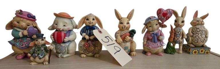 8 SMALL JIM SHORE FIGURINES: “ON THE HUNT FOR SPRING CHEER”, “JUST A NIBBLE”, “LOVE IS IN THE AIR”, AND MORE image