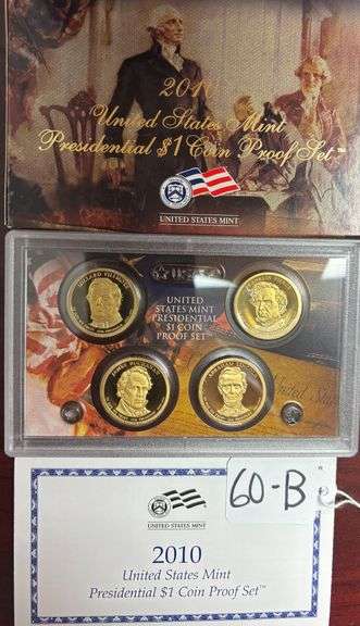 2010 UNITED STATES MINT PRESIDENTIAL $1 COIN PROOF SET IN BOX WITH COA - FILLMORE, PIERCE, BUCHANAN, LINCOLN image