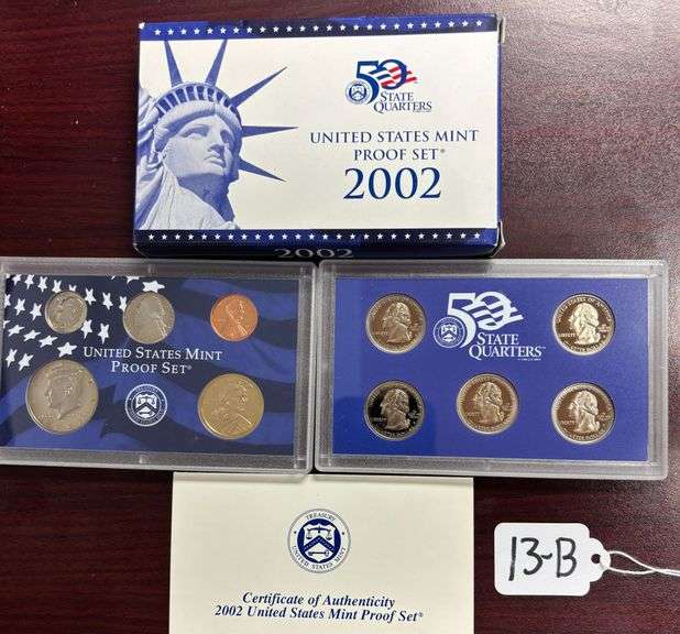 UNITED STATES MINT PROOF SET, STATE QUARTERS PROOF SET, 2002, IN BOX W/ COA image