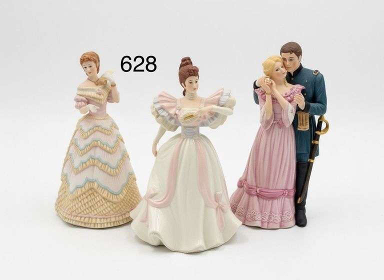 THREE LENOX FIGURINES - APP. 8 INCHES TALL (BOTTOM SHELF OF CURIO) image