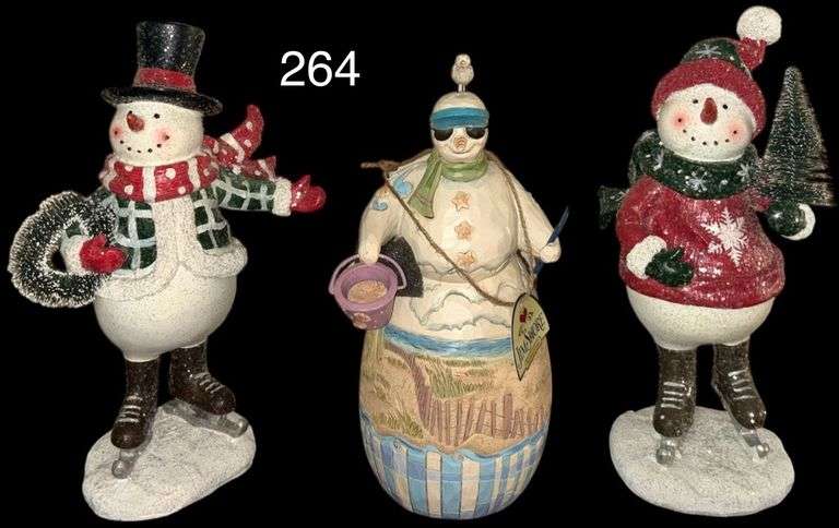 JIM SHORE "SNOW IS FOR THE BIRDS" SNOWMAN FIGURINE, 2 OTHER SNOWMAN FIGURINES image