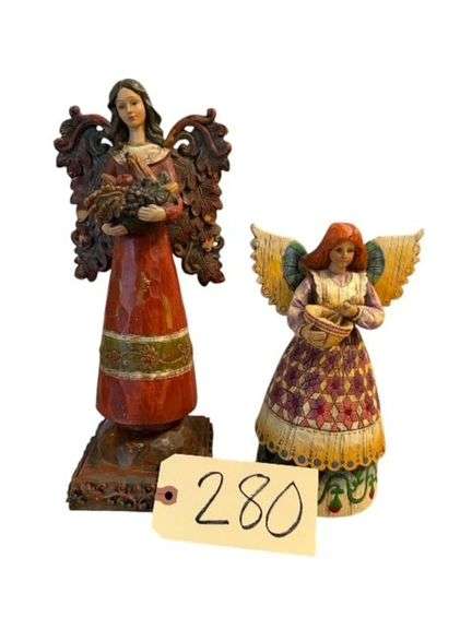 2 ANGEL FIGURINES - 1 MARKED HEARTWOOD CREEK BY JIM SHORE, 1 UNMARKED image