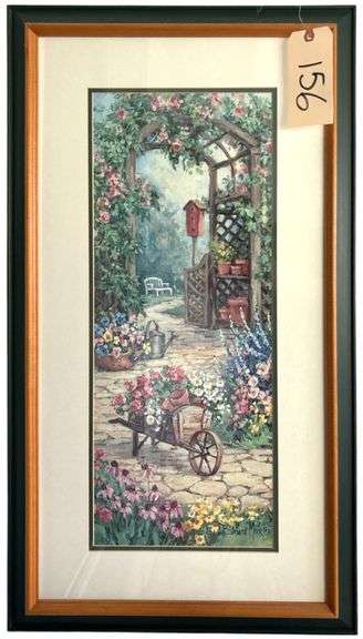 BARBARA MOCK MATTED, FRAMED FLORAL PRINT - VIEWING AREA 23 INCHES X 9.25 INCHES image