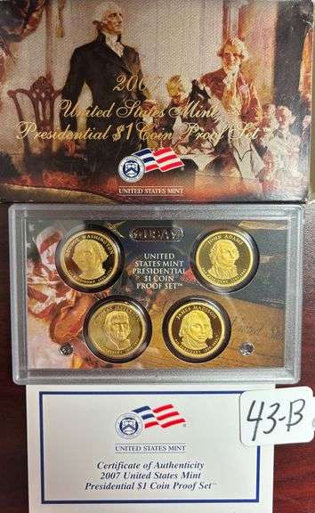 2007 UNITED STATES MINT PRESIDENTIAL $1 COIN PROOF SET IN BOX WITH COA image