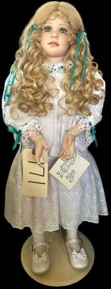 “JUNE” BY DICKENS DOLLIES KNOXVILLE, TN PORCELAIN DOLL APPROX. 26” TALL image