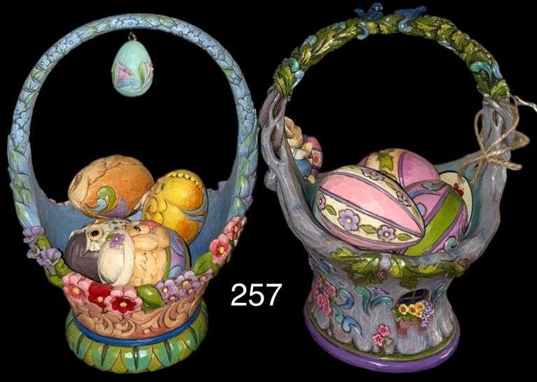 2 JIM SHORE EASTER BASKETS: "WELCOME THE ART OF EASTER", "GLORIOUS THINGS OF SPRING" image