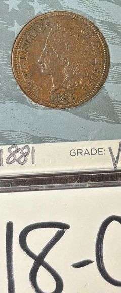 1881 UNITED STATES INDIAN HEAD PENNY, CASE MARKED VF-30, GOOD DETAILS image