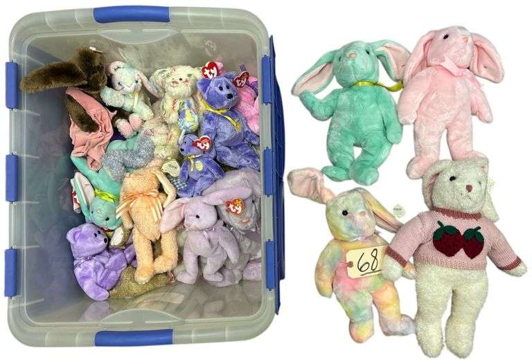 FLIP TOP TOTE FULL OF SPRING AND EASTER TY STUFFIES AND BEANIE BABIES image