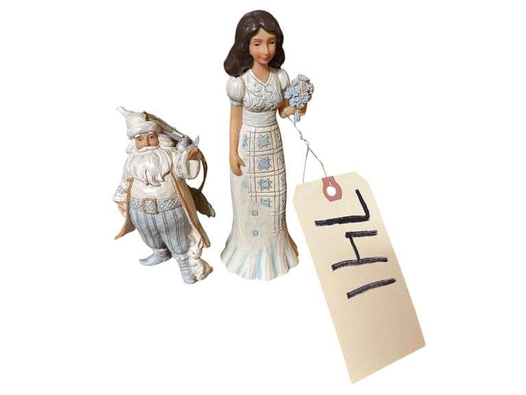 2 JIM SHORE FIGURINES: “SHARING BLOOMS OF HAPPINESS”, “WHITE WOODLAND” ORNAMENT image