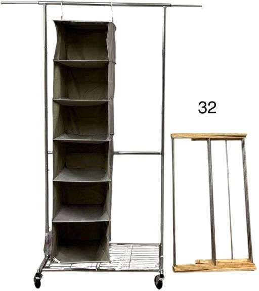 FOLDABLE DRYING RACK, ROLLING CLOTHES RACK, 6-TIER ORGANIZER image