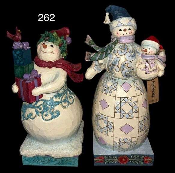 2 JIM SHORE SNOWMAN FIGURINES: : "SHARE SOME LOVE", "BUNDLED IN LOVE" image