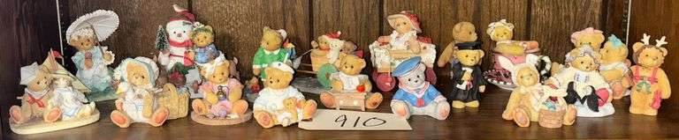 SHELF LOT OF APP. 18 CHERISHED TEDDY FIGURINES: 'CHERISH YESTERDAY', 'LIVE TOMORROW, DREAM TODAY', 'TAKE TIME FOR OTHERS AND OTHERS WILL TAKE TIME FOR YOU', 'A FRIEND ALWAYS KNOWS WHEN YOU NEED A HUG', ETC. image