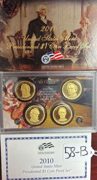 2010 UNITED STATES MINT PRESIDENTIAL $1 COIN PROOF SET IN BOX WITH COA - FILLMORE, PIERCE, BUCHANAN, LINCOLN image