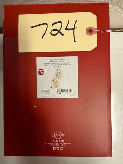 LENOX "HAPPY HOLLY DAYS" CANDY CANE LIT FIGURINE, NEW IN BOX image