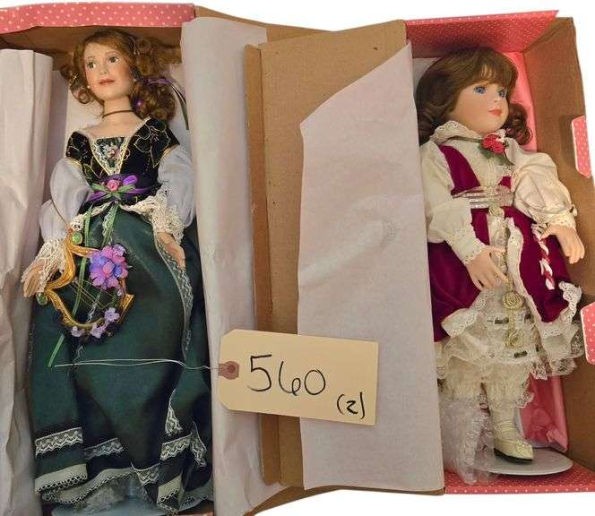 2 PARADISE GALLERIES PORCELAIN DOLLS APPROX. 14”: “CHRISTMAS JOY”, “LADY OF TIPPERARY” image