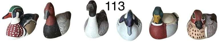 6 AVON MINIATURE DUCK DECOY FIGURINES: CANVASBACK, MALLARD, GREEN-WINGED TEAL, WOOD DUCK, PINTAIL, BUFFLE HEAD image