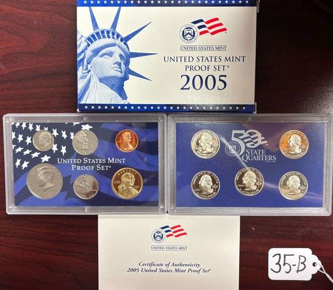 UNITED STATES MINT PROOF SET, STATE QUARTERS PROOF SET, 2005, IN BOX W/ COA image