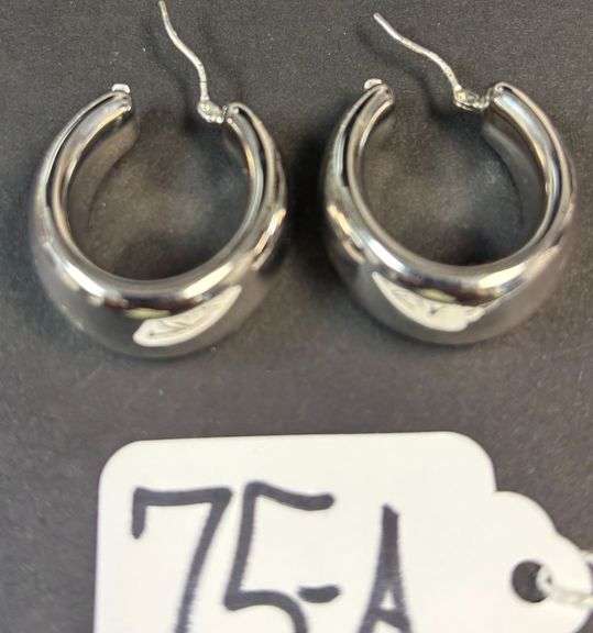 MARKED 14K MILOR ITALY WHITE GOLD EARRINGS - 7.3 GRAMS image