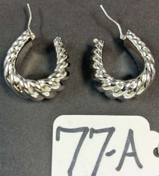 MARKED 14K MILOR ITALY WHITE GOLD EARRINGS - 8.49 GRAMS image