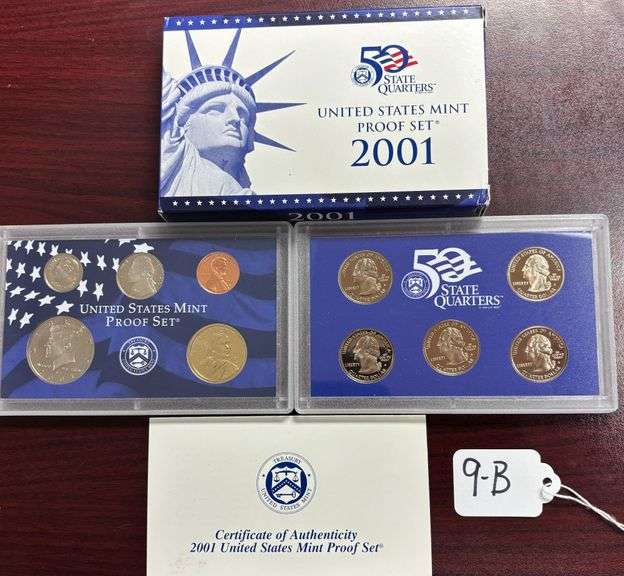 UNITED STATES MINT PROOF SET, STATE QUARTERS PROOF SET, 2001, IN BOX W/ COA image