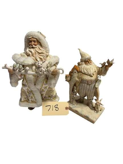2 JIM SHORE SANTAS IN BOXES: POSSIBLE DREAMS - WINTER WHITE SANTA AND WHITE WOODLAND WINTER image