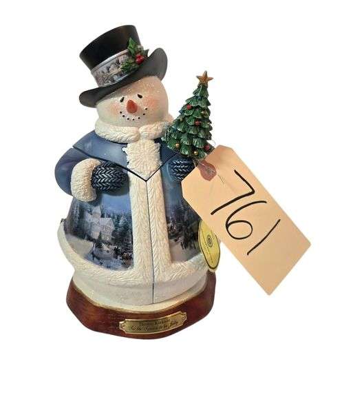 THOMAS KINKADE “TIS THE SEASON TO BE JOLLY” BATTERY OPERATED LIGHTED SNOWMAN image