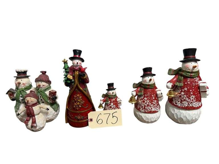 LOT OF 5 RESIN SNOWMEN image
