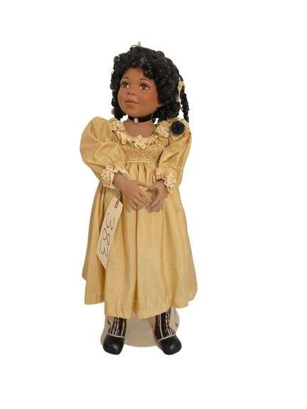 2002 MARIE OSMOND PORCELAIN DOLL APPROX. 24” TALL W/ METAL STAND image