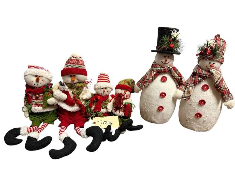 6 ASSORTED FABRIC SNOWMEN image