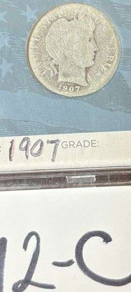 1907 BARBER SILVER DIME, IN HARD CASE image