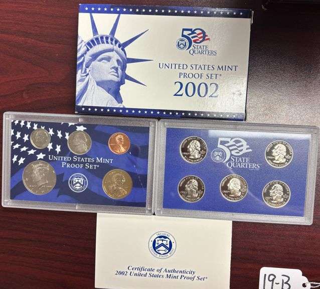 UNITED STATES MINT PROOF SET, STATE QUARTERS PROOF SET, 2002, IN BOX W/ COA image