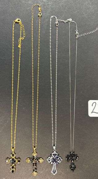 4 STERLING SILVER 925 NECKLACES AND PENDANTS, 2 GOLD-TONED, BLACK AMETHYST STONES - .91 TROY OZ, 28.34 GRAMS INCLUDING STONES image