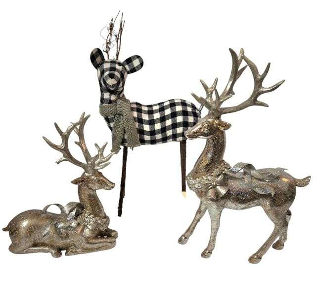 3 DECORATIVE REINDEER FIGURINES image