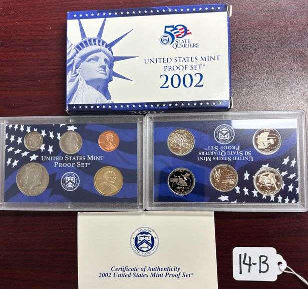UNITED STATES MINT PROOF SET, STATE QUARTERS PROOF SET, 2002, IN BOX W/ COA image