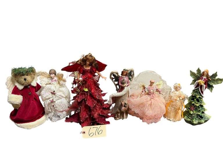 LOT OF ANGEL FIGURINES AND TREE TOPPERS image