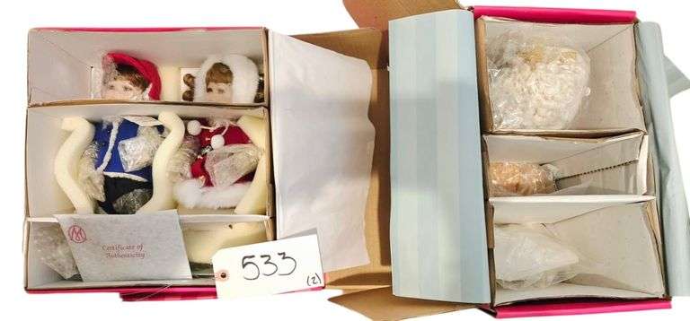 FAYLINN BY MARIE OSMOND PORCELAIN DOLL APPROX. 11.5”, “BOYS WILL BE BOYS AND GIRLS WILL BE GIRLS WINTER EDITION” BY MARIE OSMOND PORCELAIN DOLL APPROX. 11” image