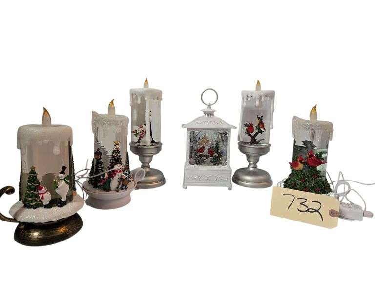 5 SNOW GLOBE BATTERY OPERATED CANDLES, OTHER SNOW GLOBE image
