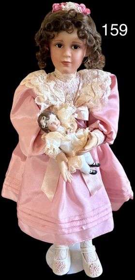 MARY ELIZABETH AND HER JUMEAU BY PAMELA PHILLIPS "YESTERDAY'S DREAMS" COLLECTION PORCELAIN DOLL - APPROX. 18” TALL image
