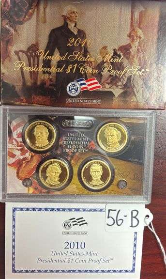 2010 UNITED STATES MINT PRESIDENTIAL $1 COIN PROOF SET IN BOX W/ COA - FILLMORE, PIERCE, BUCHANAN, LINCOLN image